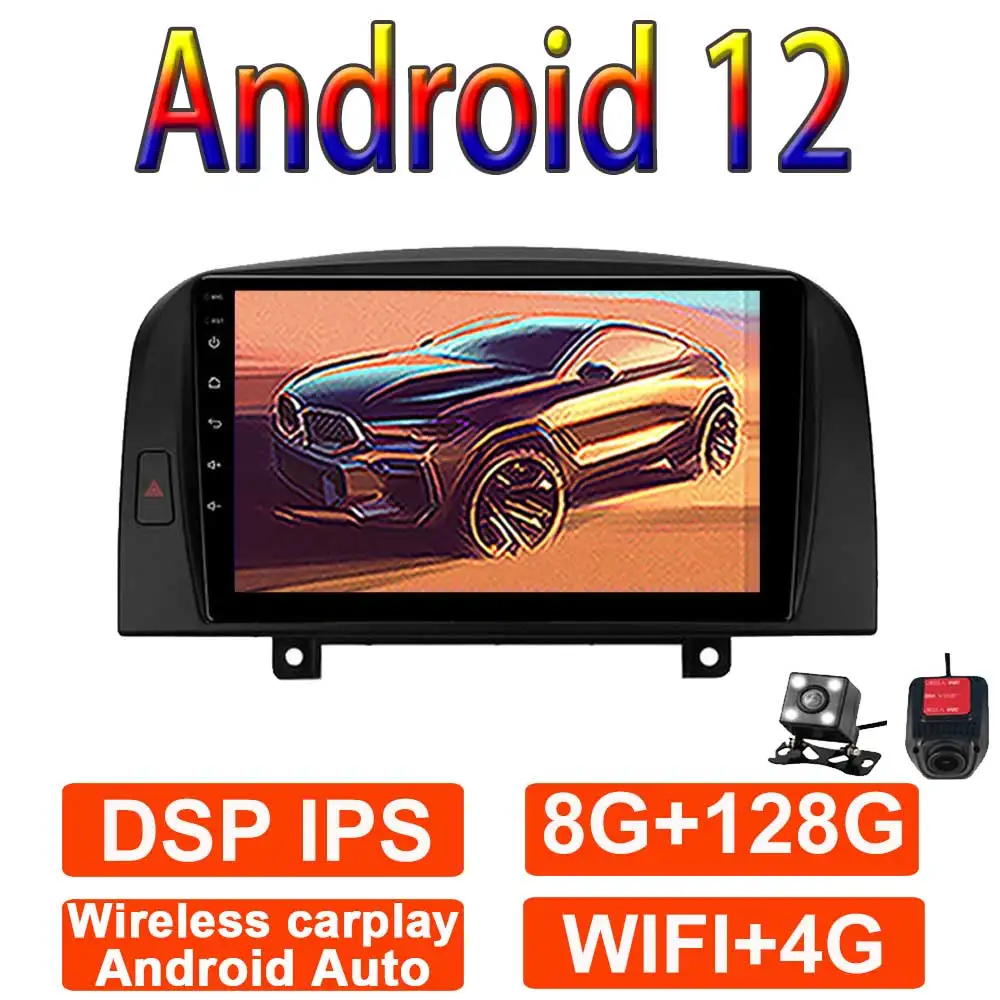 

9-дюймовый автомобильный радиоприемник Android 12 для Hyundai SONATA NF 2004 2005 2006 2007 2008 мультимедийный видео ISP DSP навигация GPS Carplay авто