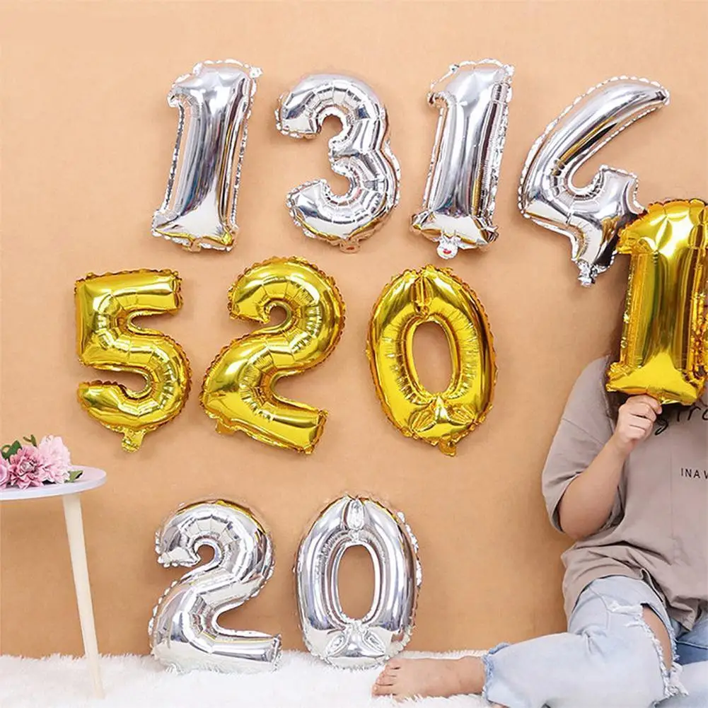 Большой Цифровой Воздушный Шар из алюминиевой пленки 32 дюйма золотой серебряный