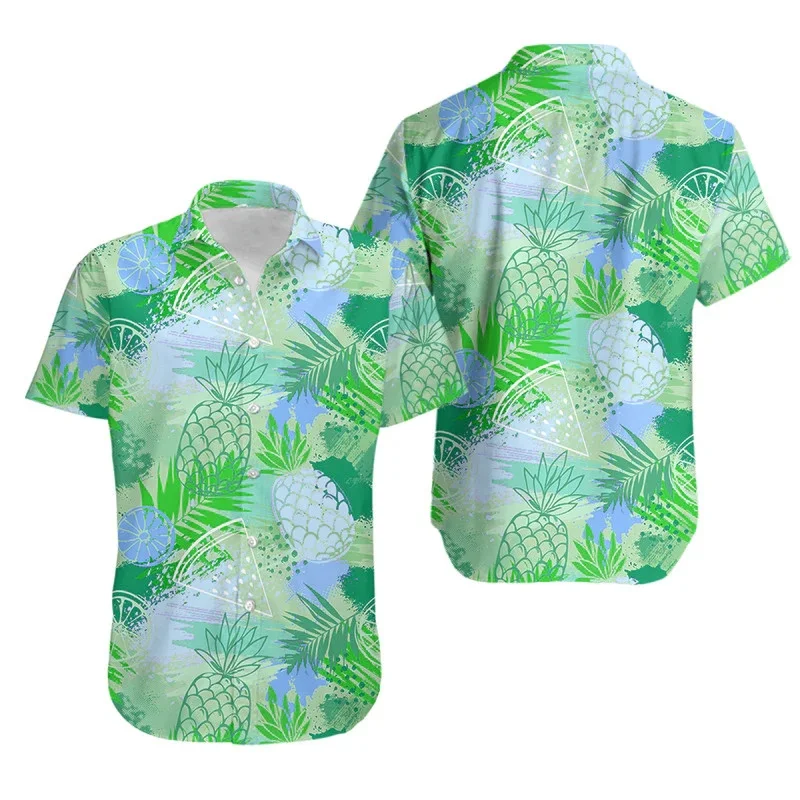 Новинка модные мужские пляжные рубашки с изображением ананаса фруктов летние