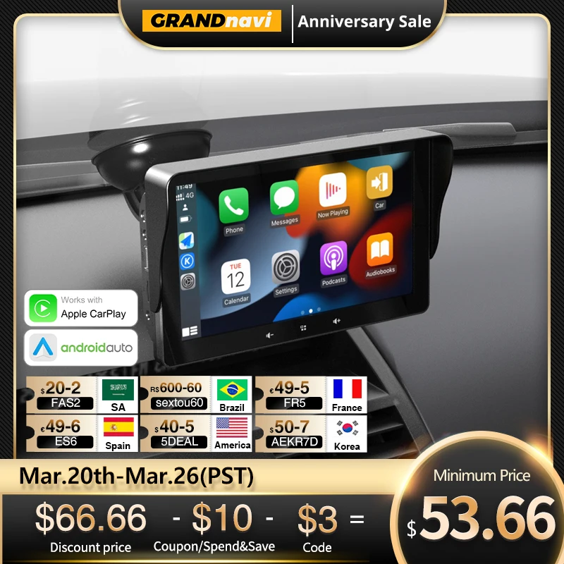 Universal 7inch Car Radio Multimedia Video Player Wireless Carplay And Wireless Android Auto Touch Screen For Nissan Toyota Car