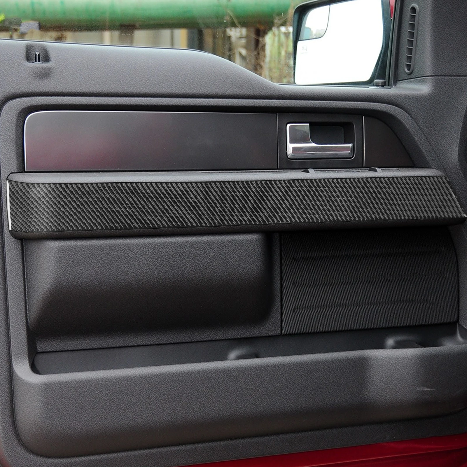 Фото Для Ford F-150 Raptor 2009-2014: Наклейки из настоящего мягкого карбона для отделки салона автомобиля, наклейки на передние двери и боковые подлокотники №5