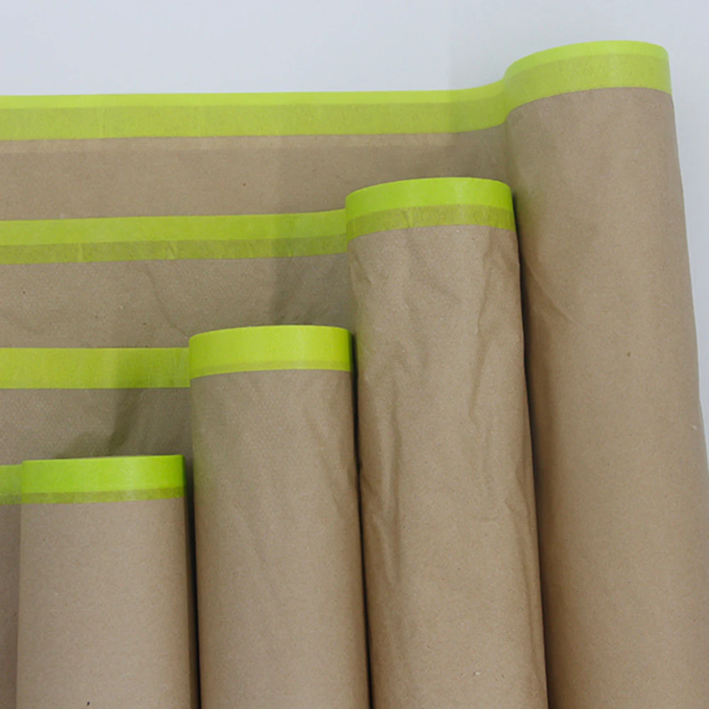 

12m Automobile Spray Paint Masking Kraft Paper Film Barrier for Furniture Car Renovation Protective Cover Tapes Auto Accessories