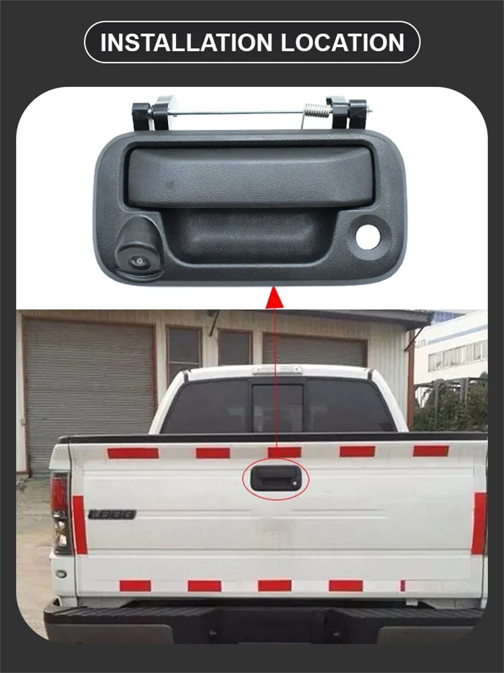 170 ° Задняя камера заднего вида AHD 1080P для Ford F150 F250 F350 F450 2008 2009 2010 2011-2014 с ручкой