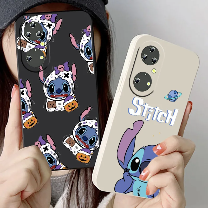 

Disney Stitch cute For Huawei P50 P40 P30 P20 P10 Pro Lite P Smart Z 2021 2019 4G 5G Silicone Soft Black Phone Case