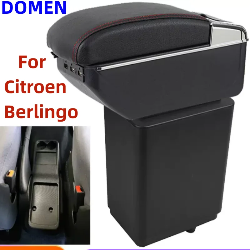 For Citroen Berlingo Armrest Retrofit parts For Peugeot Partner tepee Car Armrest Storage box car accessories Charging USB LED