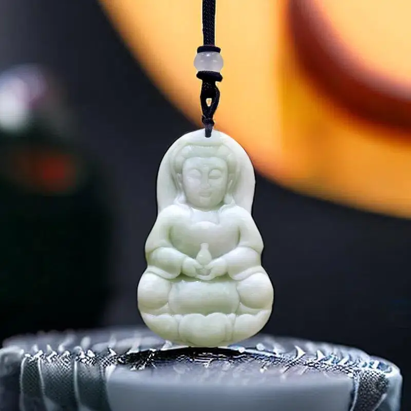 Ожерелье с подвеской из натурального нефрита Гуаньинь подарочные аксессуары