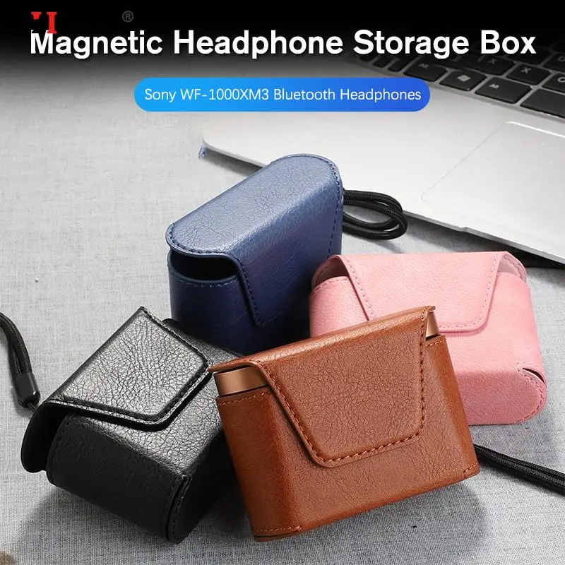 

Сумка для хранения беспроводных наушников, магнитная защита, модный защитный чехол из искусственной кожи для наушников Sony WF-1000XM3, аксессуар...