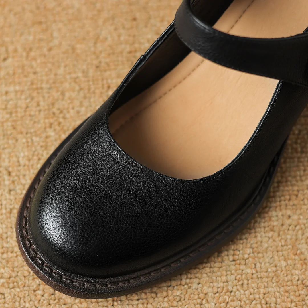 Туфли-лодочки женские из воловьей кожи мягкая удобная Всесезонная обувь в стиле