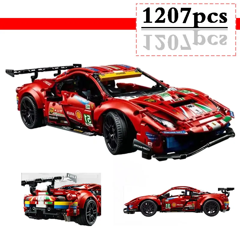 

NEW 488 GTE 'AF Corse Racing Super Sport Car Fit 42125 Car Model Building Block Bricks MOC Diy Toy Gift Kid Birthday