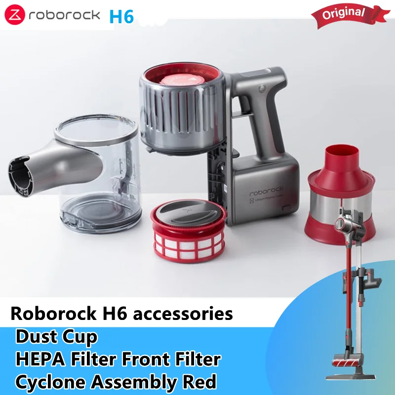 Original Roborock H6 Part Pack Handheld Vacuum Cleaner accessories Dust Cup HEPA Filter Front Filter Cyclone Assembly Red