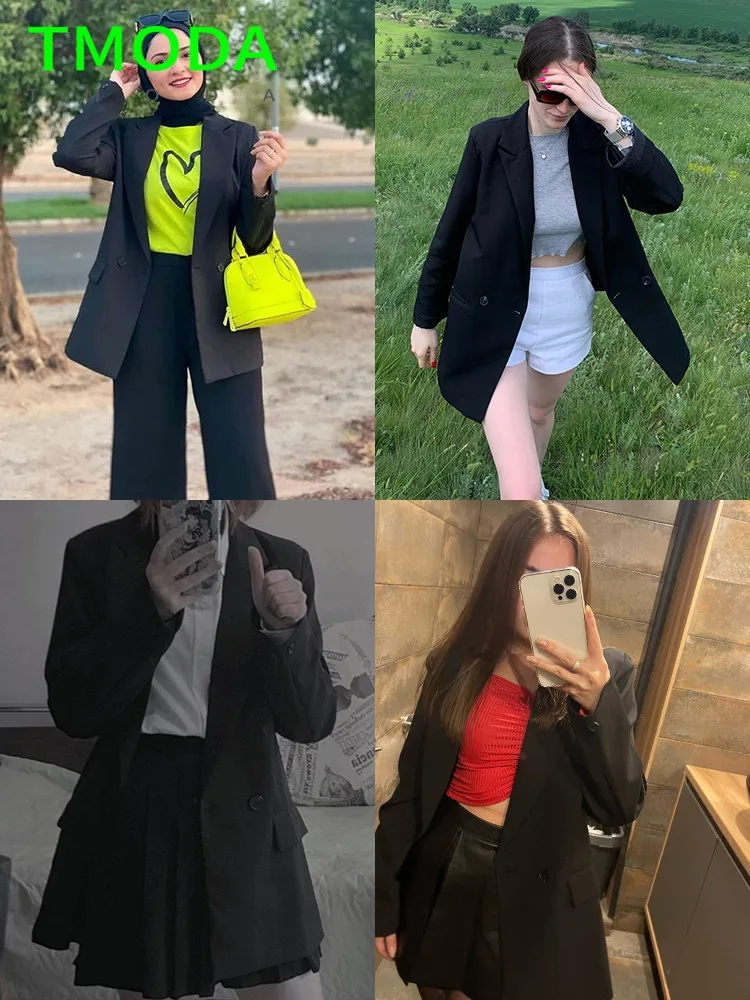 Женский двубортный Блейзер-оверсайз TMODA офисное классическое Свободное пальто