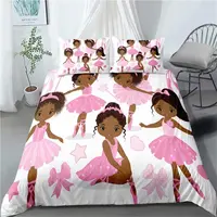 African American Duvet Cover Gilrs Kids Cute Ballet Princess Dancer Bedding Set Double Queen King Size Polyester Qulit Cover