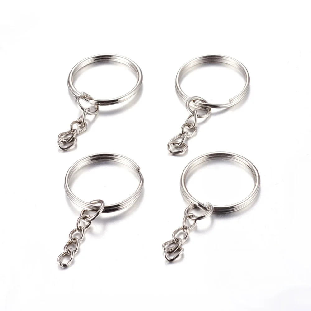 

20PCS Iron Split Key Rings Keychain Clasp Findings Platinum 25x2mm