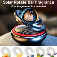solar power car air purifier rotate auto double ring suspension air freshener for home office car scent decoration