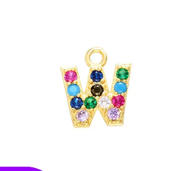 

Модная Золотая цепочка с подвеской-инициалом, цепочка с подвеской 26 алфавита, ожерелья с подвесками из разноцветного циркония с буквами-инициалами, ожерелья