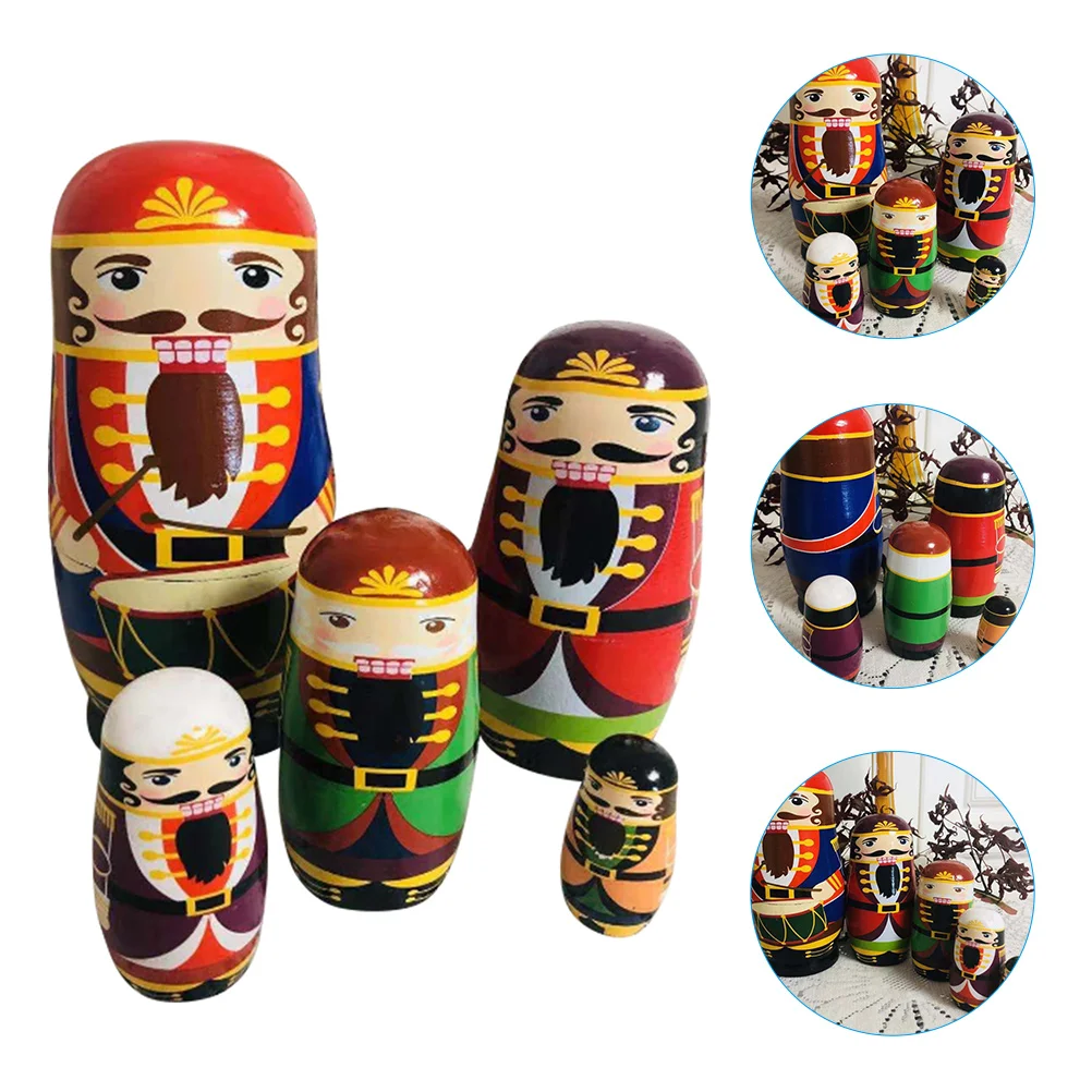 

5Pcs Wooden Matryoshka Dolls Adorable Children Toys Wooden Decorative Kids Playthings
