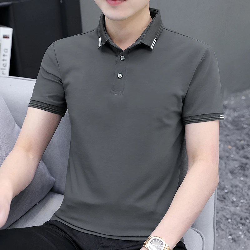 

Мужская летняя футболка с отложным воротником и коротким рукавом