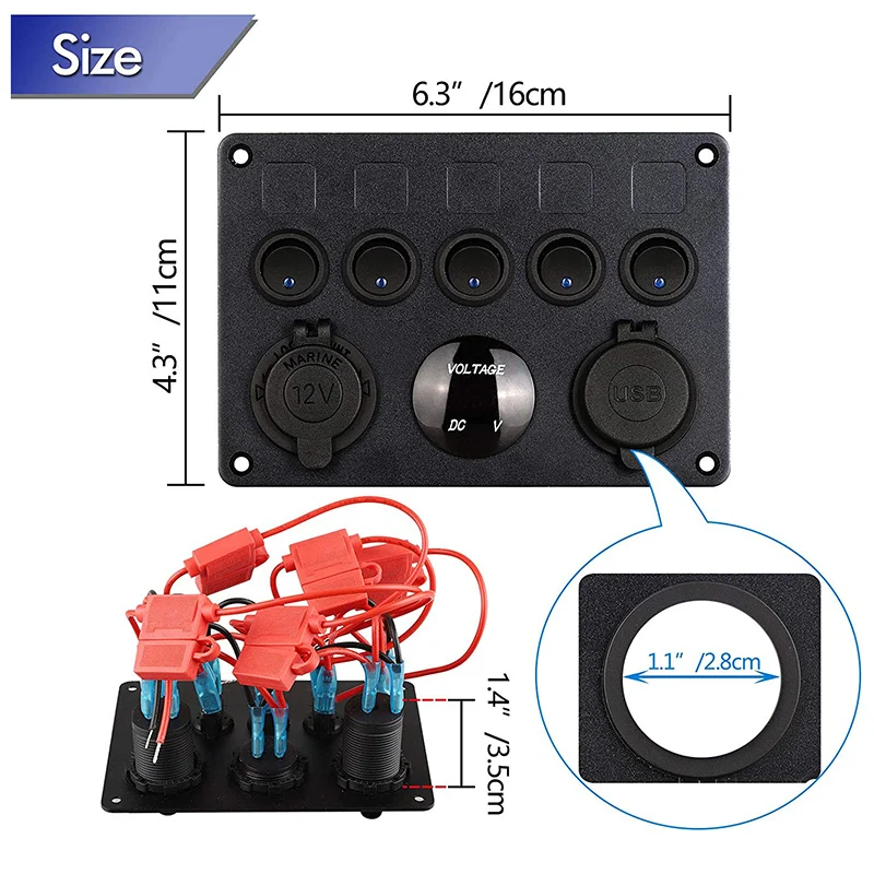 Зарядное устройство с двумя USB-розетками светодиодный вольтметр розетка 12 В