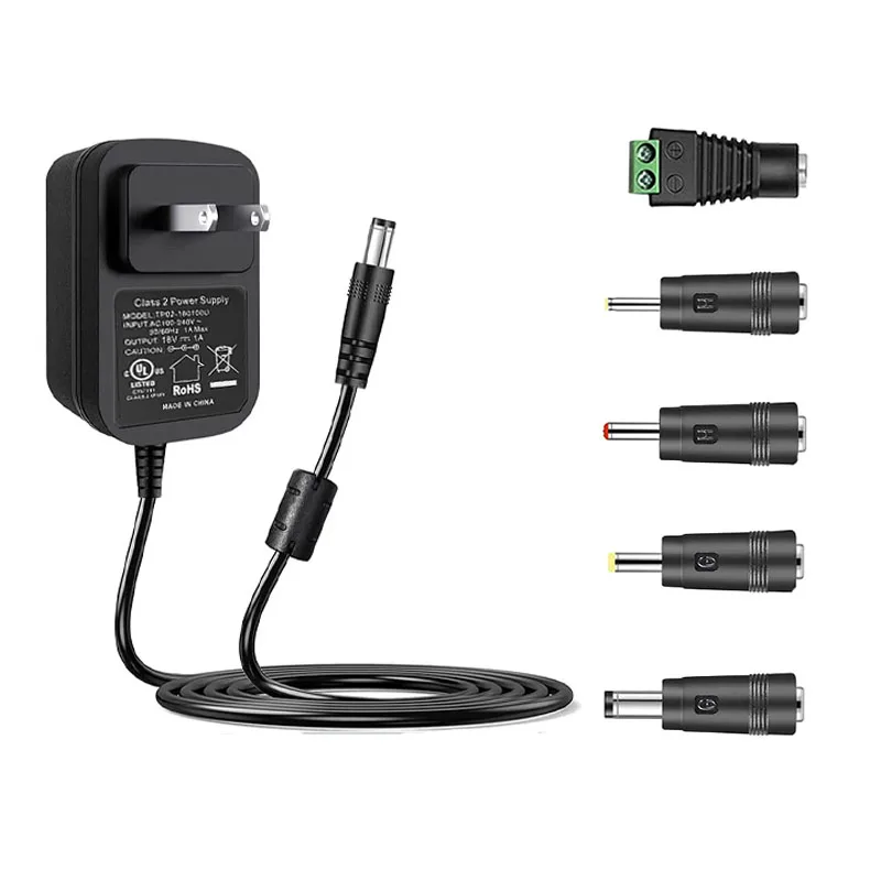 18V 1A Power Adapter Wall Charger 5.5x2.1mm DC Plug Center Positive for DC Fan Humidifier Bluetooth Speaker Soundbar Subwoofer