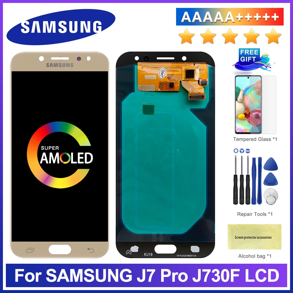 100% Original 5.5" AMOLED Display For SAMSUNG Galaxy J7 Pro 2017 J730 J730F LCD Touch Screen Digitizer Assembly Replacement | Мобильные