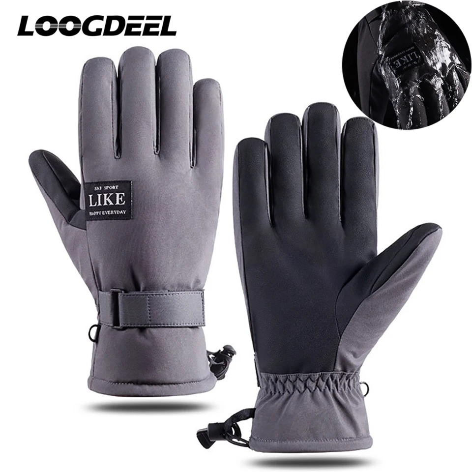 

LOOGDEEL Winter Skiing Warm Gloves Palm Non-slip Touch Screen Windproof Waterproof Outdoor Sport Cycling Snowboard Gloves Unisex