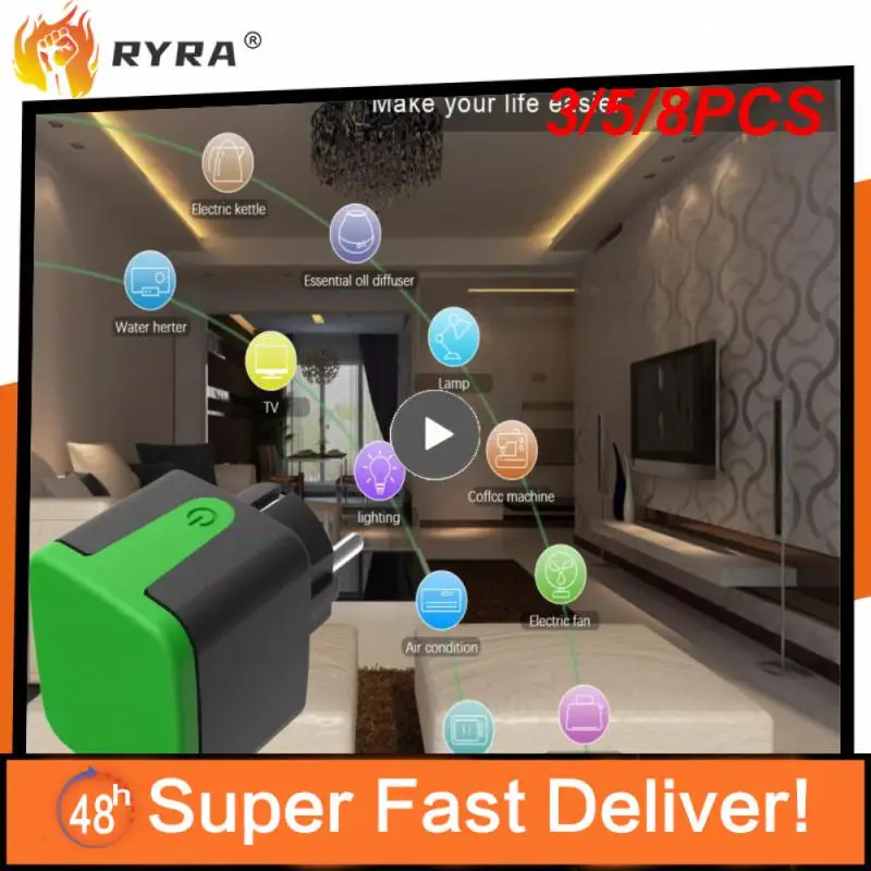 

3/5/8PCS Outdoor Waterproof Eu Smart Socket With Alexa Google Home Power Energy Monitoring Timer Switch Smart Plug