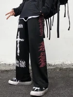 combinaison femme ropa aesthetic y2k clothes punk wide pants women gothic harajuku graffiti anime print pants streetwear korea