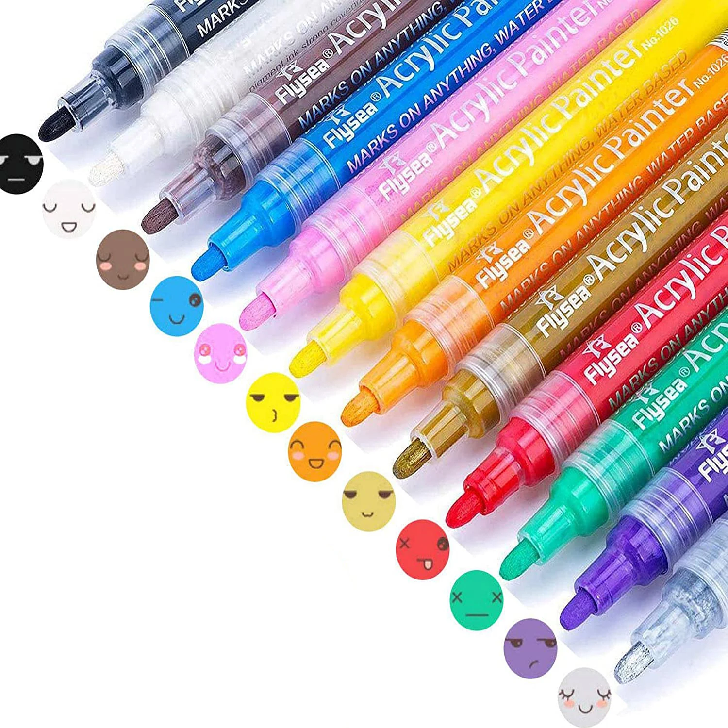 

12 Colors Art Markers 2mm Tip Acrylic pens Non-toxic Child Safety Acrylic Pens Waterproof Graffiti Markers for DIY