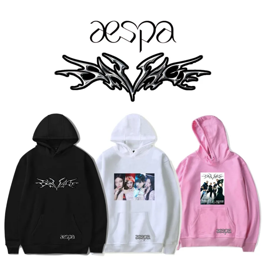 

KPOP AESPA Savage Album Oversized Women/Men Hoodie Sweatshirt K-POP KARINA GISELLE WINTER NINGNING Pullover Hooded Jacket