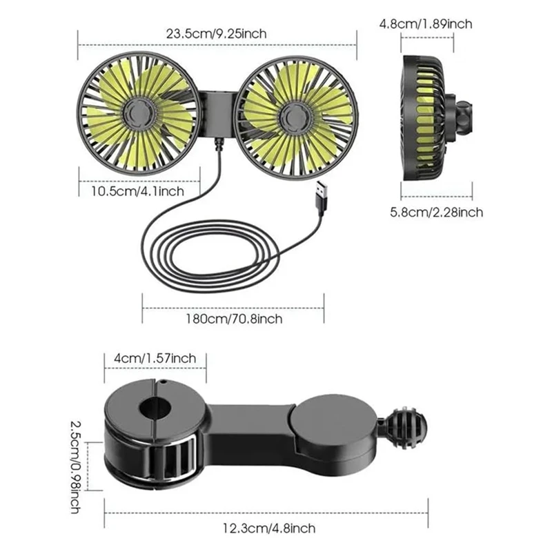 Автомобильный USB-вентилятор 12-24 В Портативный Электрический вентилятор для дома