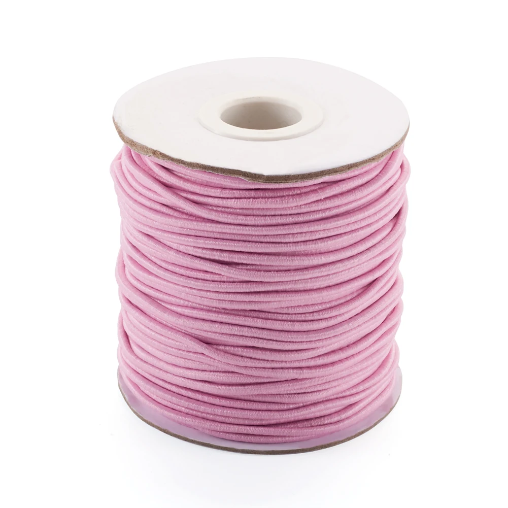 

1mm 2mm Round Elastic Cord White Black Fibre Thread Colorful with Nylon Outside and Rubber Inside for DIY Jewelry Making