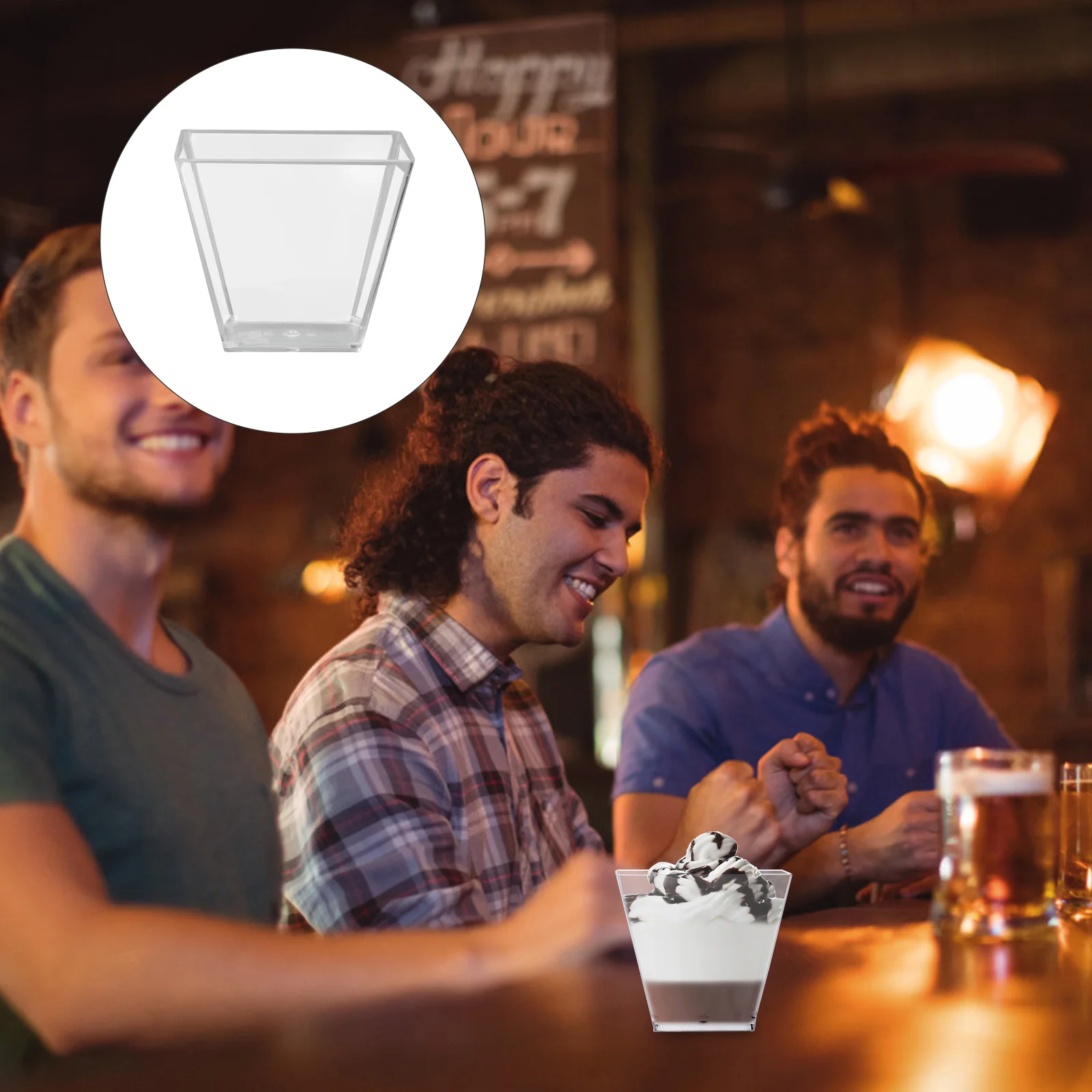 

100PCS 60ML Transparent Dessert Cups Hard Plastic Trapezoid Square Dessert Cup Food Grade Plastic Portion Cups For party