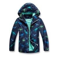 2020 autumn new boys printed cardigan waterproof dinosaur outdoor shipping hooded jacket jacket jacket
