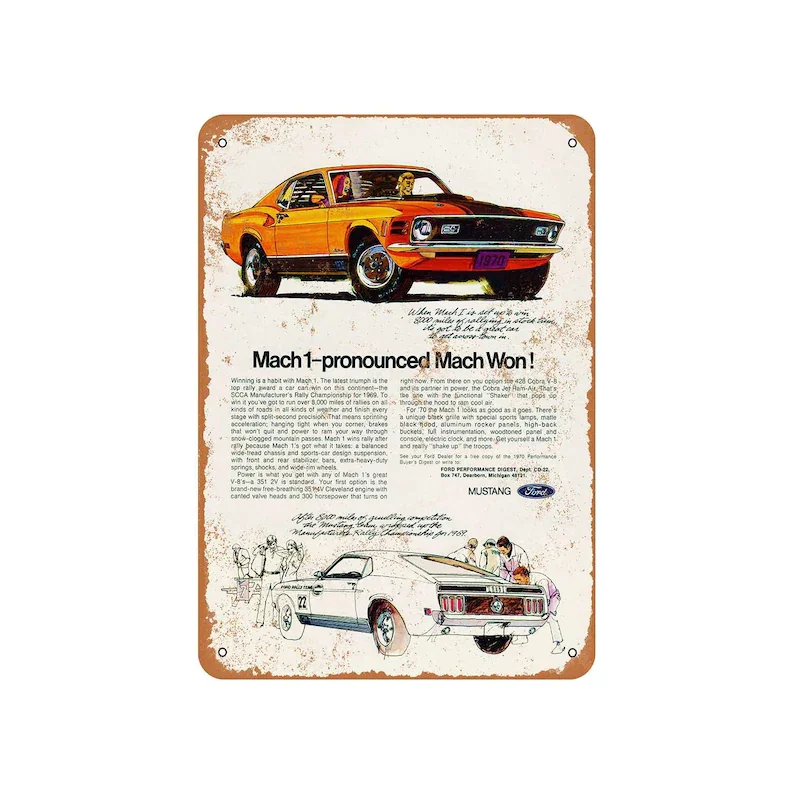 

1970 Mustang Mach 1 винтажный металлический знак