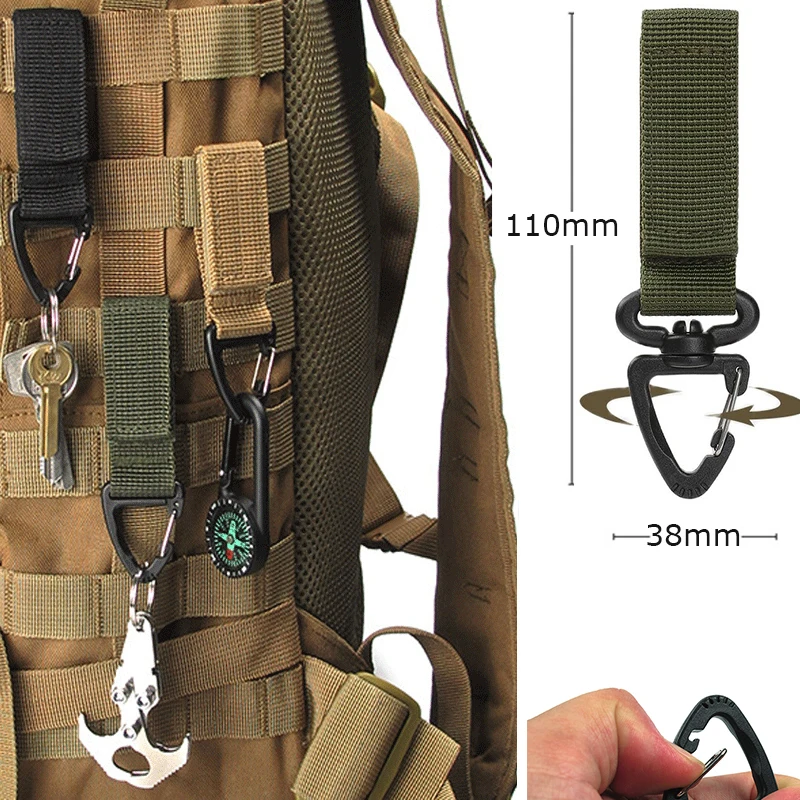 

Outdoor Camping Carabiner Nylon Molle Tactical Backpack Key Hook Webbing Buckle System Belt Buckle Hanging 360-Degree Rotation