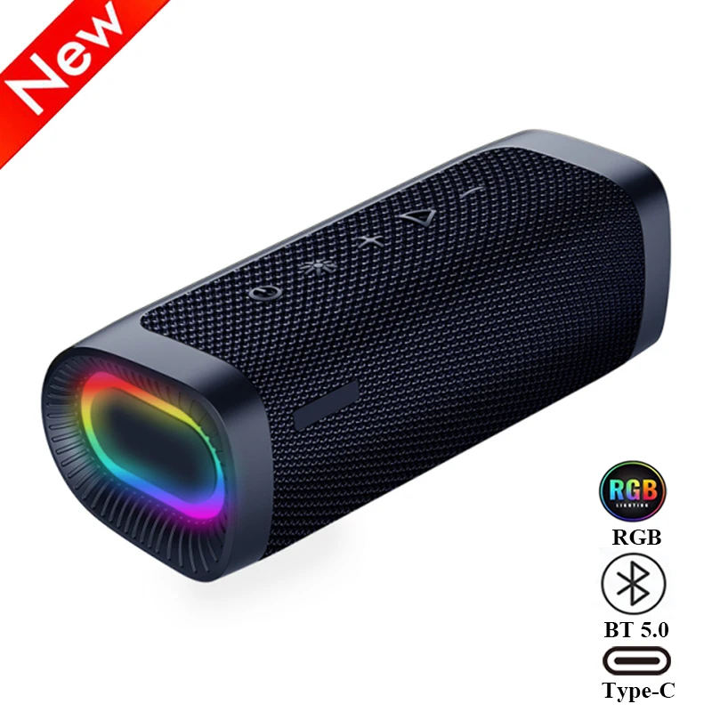 Портативная Bluetooth-колонка сабвуфер для улицы с RGB светильник кой объемный бас Hi-Fi