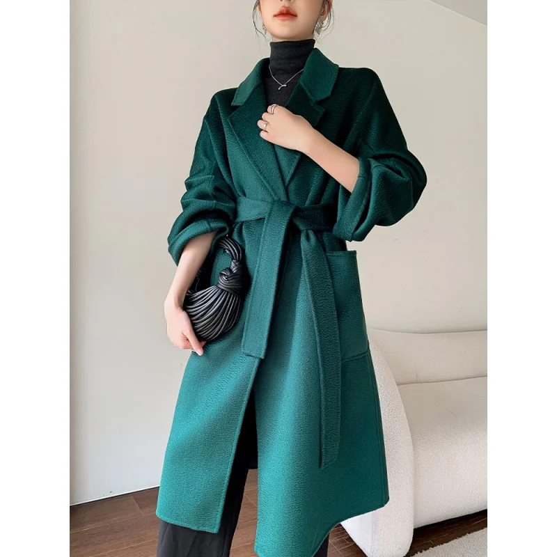 

LONGMING Woolen Jackets Winter Coat for Women New 100% Wool Trend Lapel Elegant Cashmere Overcoats Ladies Autumn Clothing Korean