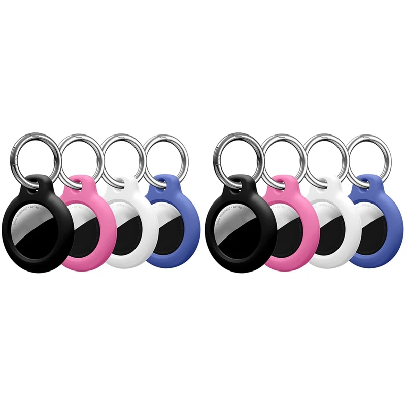 

8 Pack Silicone Case Compatible With Protective Cover Accessory For Airtags Case, Air Tag Keychain