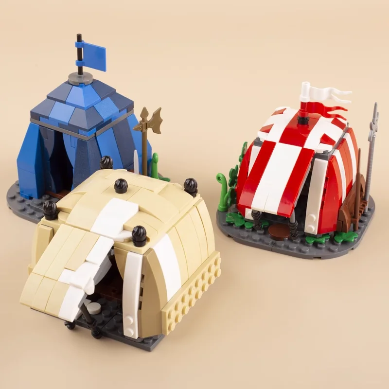 Фото Фигурка солдата MOC средневекового замка, строительные блоки, палатка, лодка, оружие, стеллаж для бросания, костра, аксессуары, подарки, игруш... №4