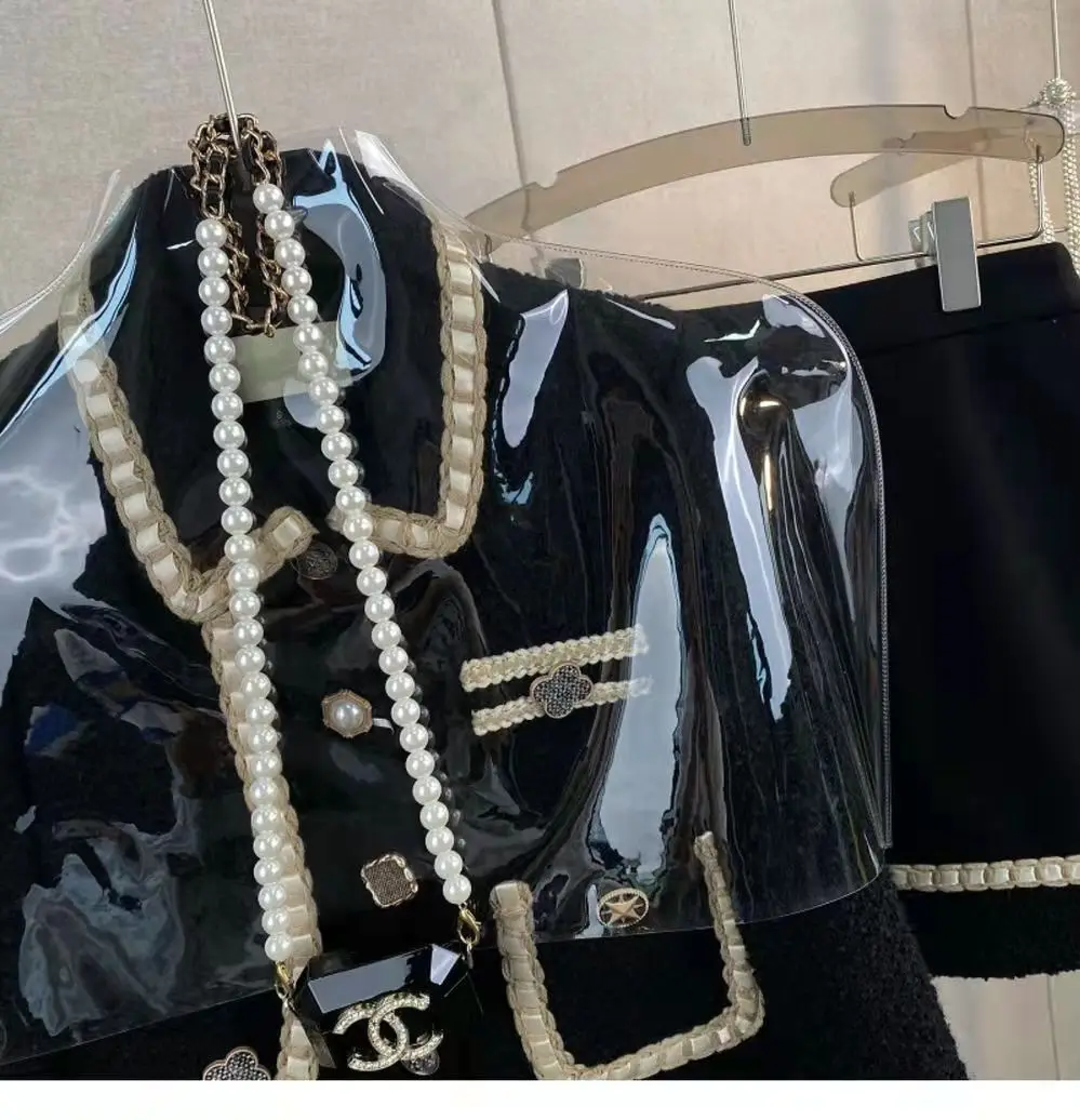 Женский твидовый жаккардовый ароматный костюм куртка пальто топ и юбка комплект