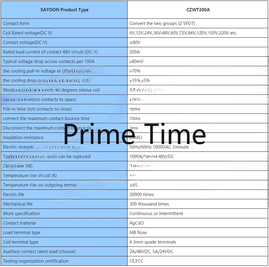 CZWT200A DC182 Контакторное реле постоянного тока 12 В 24 36 48 60 для электромобиля прямой и