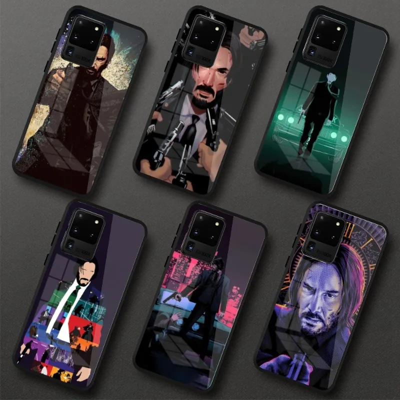 

John Cool Wick Phone Case for Samung S23 S22 S21 Pro Ultra A13 A33 A53 NOTE 20 PC Glass Cover Funda Shell