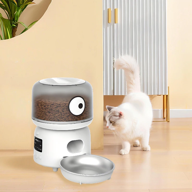 Фото STLFSmart WiFi Современная стильная экологически чистая зарядка Твердая автоматическая кормушка для домашних животных Портативная 3л пластиковая герметичная кормушка для кошек №2