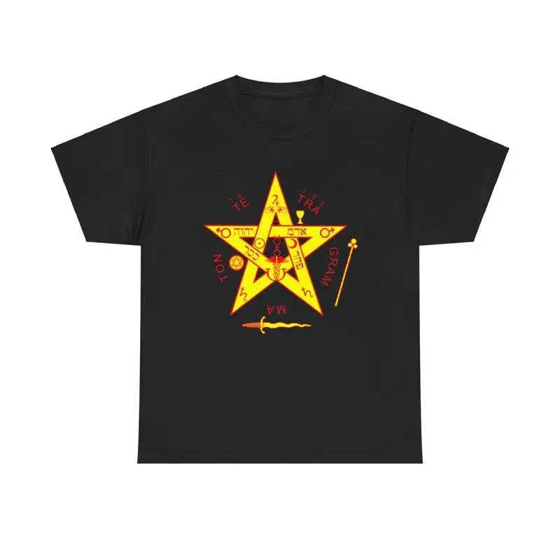 Фото Футболка с рисунком оккультного символика Tetragrammaton yhvh hebrew, оккультная волшебная футболка №1