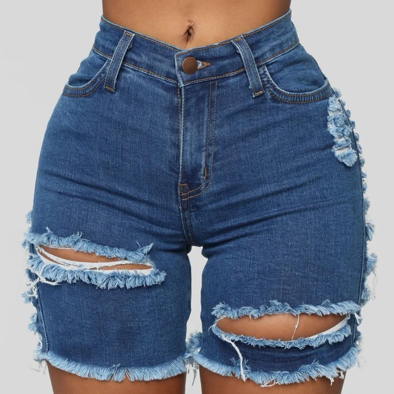 Women Fashion Sexy High Waist Jeans Shorts 2023 Summer Trendy Ripped Denim Shorts New Street Hipster Bottoms Clothes S-2XL Pop