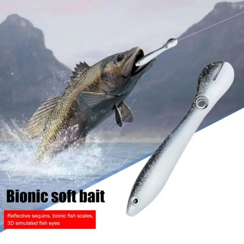 Soft Bionic Fishing Lure Winter Fishing 3D Fish Bionic Soft Bait Artificial Realistic Body Swing Tail Down Sea Fishing Lure 2022