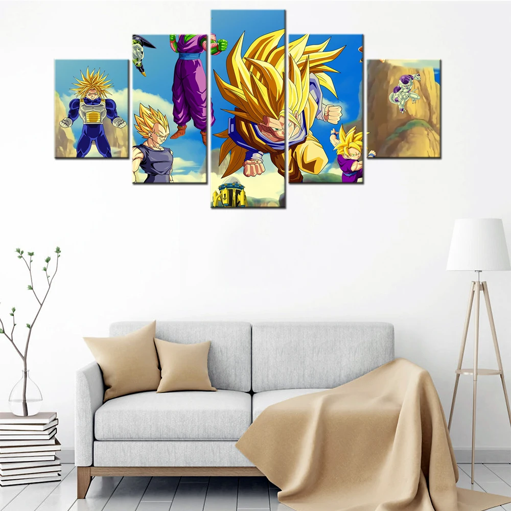 

Canvas HD Prints Pictures Wall Art 5 Pieces Dragball Fighter Paintings Japan Anime Poster Living Room Decor Modular Framework