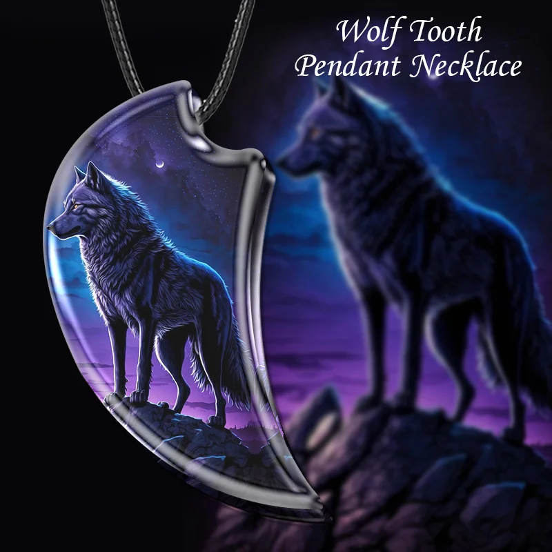 

Gothic Black Chain Animal Wolf Resin Landscape Pendant Animal Necklace Hip Hop Style Necklace Novelty Wolf Head Pendant