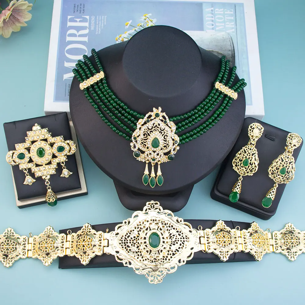 Neovisson марокканские блестящие ювелирные наборы золотого цвета с ремнем кафтан