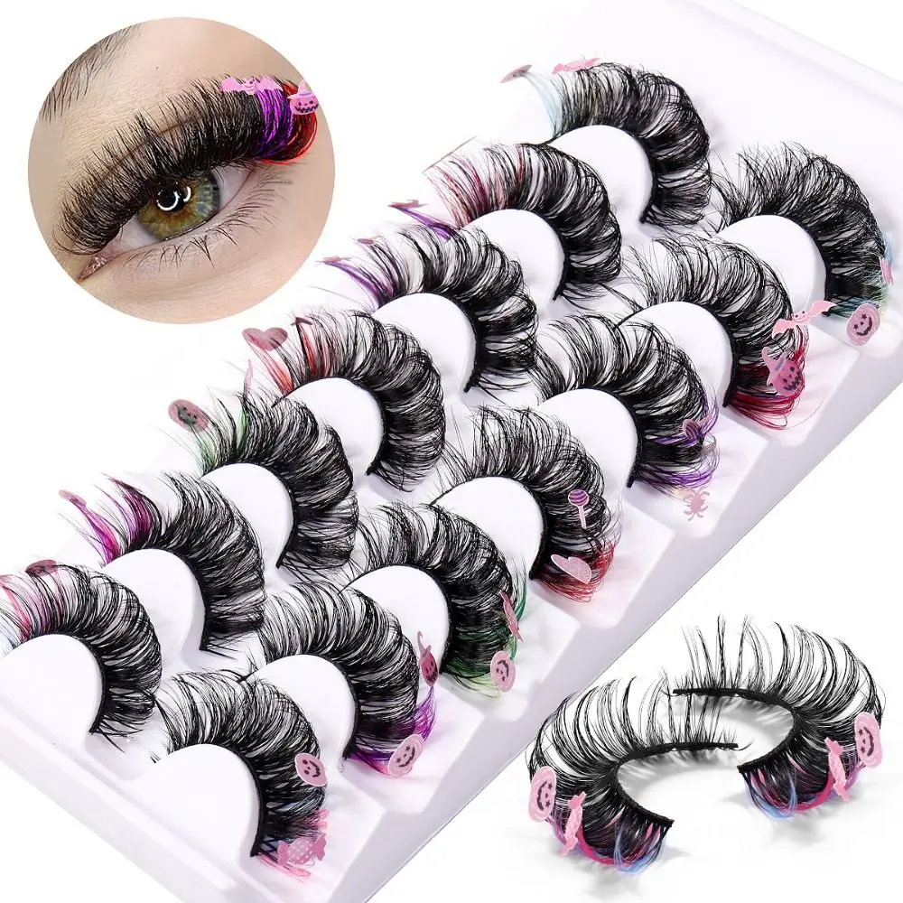 Ful Eyelashes Halloween Cosplay Sequin Mink False Lashes Fluffy Soft Trick Or Treat Bat Pu Makeup Tool
